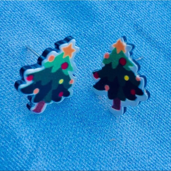 Christmas Tree Stud Earrings - Picture 2 of 3